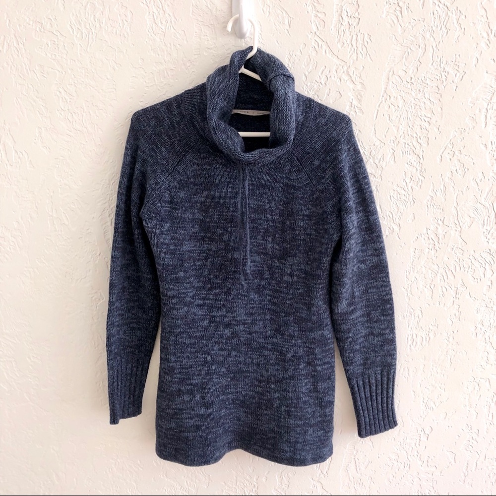 Athleta Chunky Cowl Neck Marled Blue Sweater M